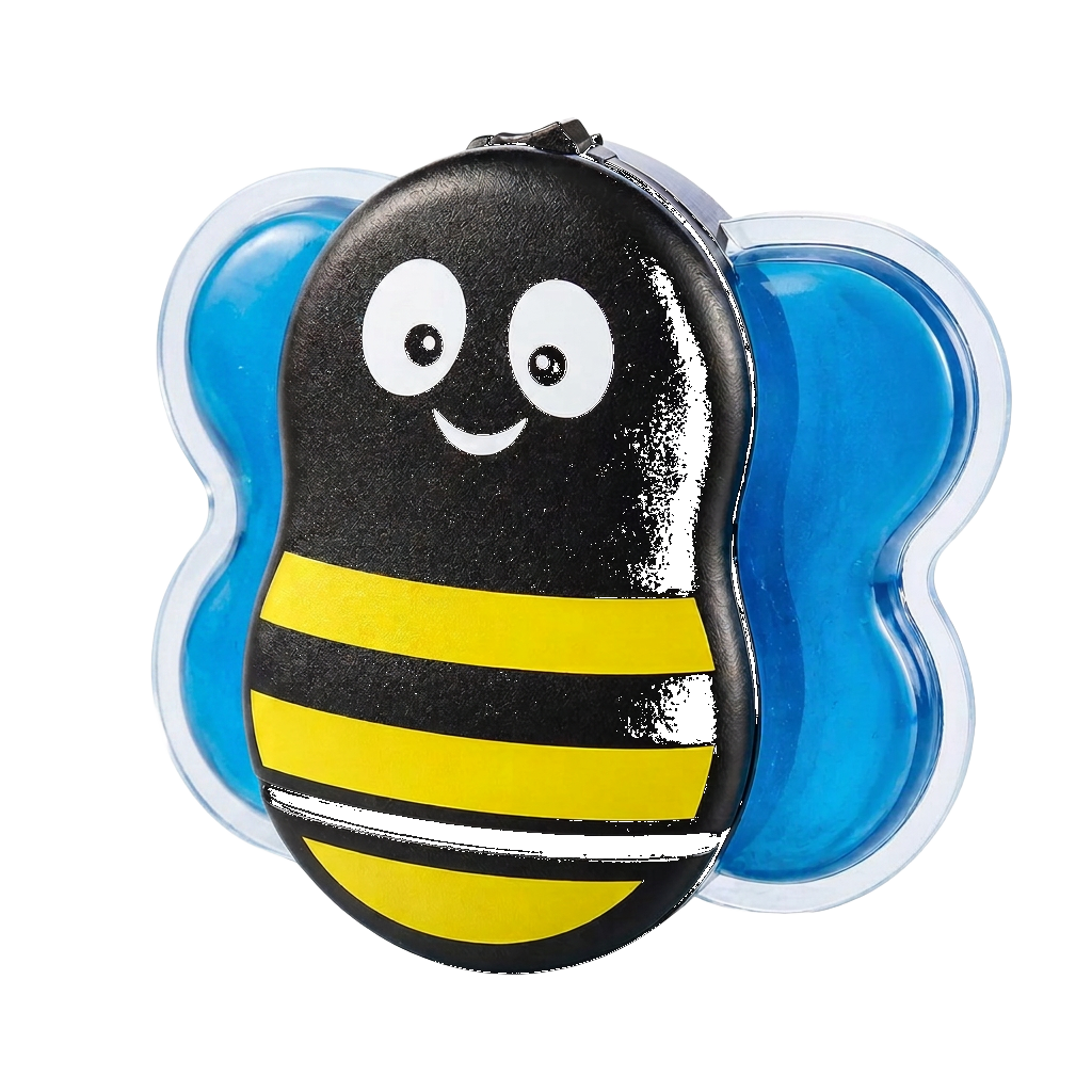 Dispositivo Buzzy em formato de abelha com asas de gel azul